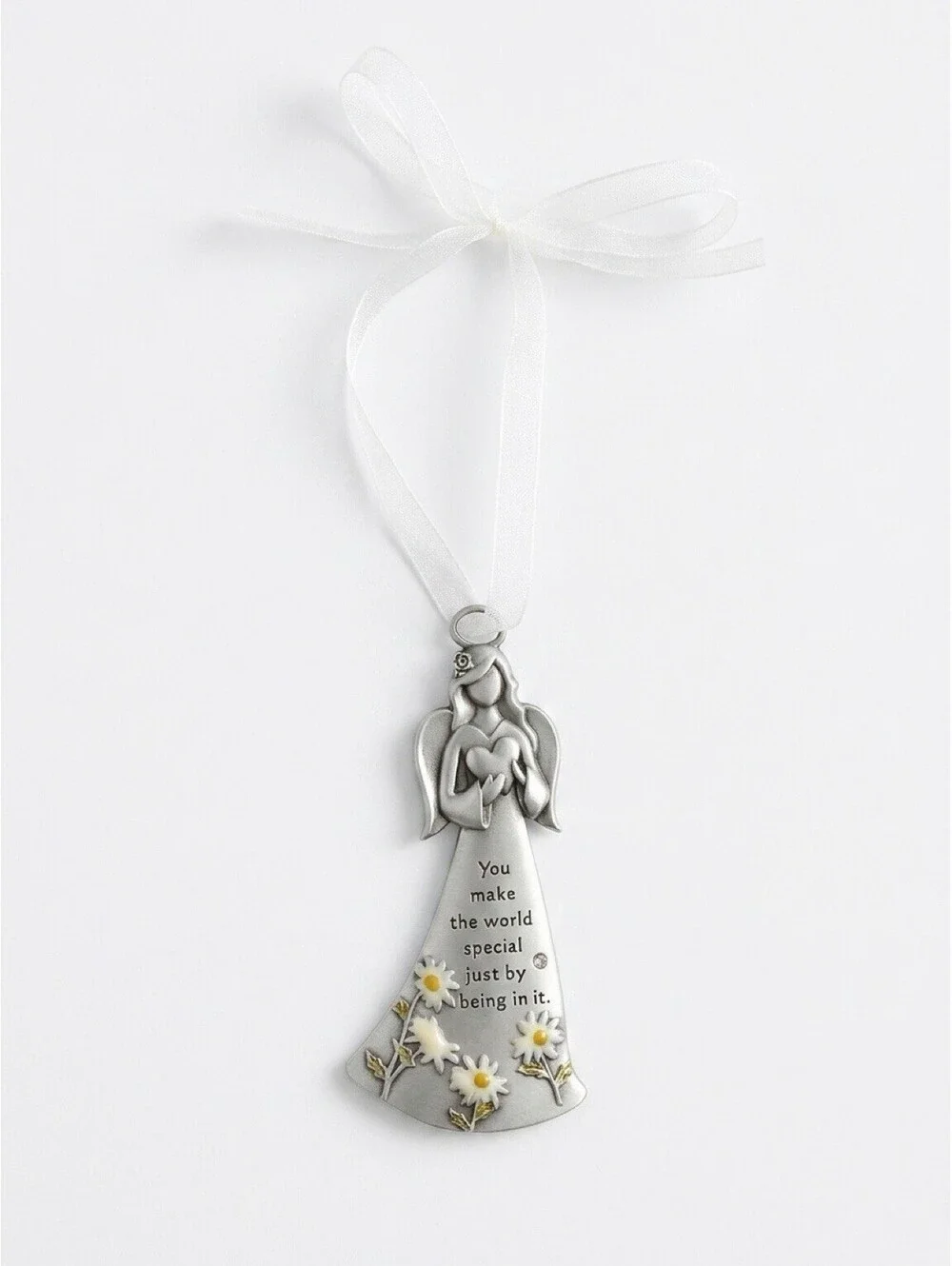 Angel Ornament You Make the World Special Daisy Flower Inspirational Gift